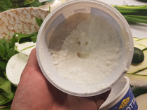 Tried to empty this ricotta into a bowl half went in and the rest was just happy to stay where it was