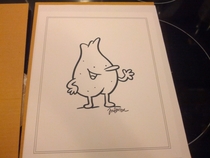 True to his word Jim Benton mailed me a drawing of a shaved albino testicle