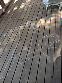 Turned  today My kids greeted me with this tradegy on my front porch