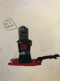 TW BLOOD the inktober prompt was armour so i drew the black knight from monty python