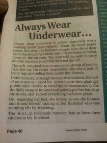 Underwear saves lives takes lives