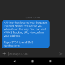 United lost my bag this afternoon then sent this ultra helpful message tonight
