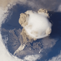 Volcano eruption seen from the ISS