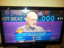 Walter White was on Who Wants To Be A Millionaire yesterday