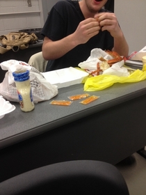 Was sitting in class when suddenly this kid started eating crab legs
