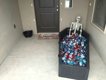 We handed out Gatorade one year when we ran out of candy We are now held to this expectation