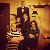 We nailed our group costume this year Addams-style