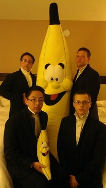 We won this banana on our senior band trip to Virginia It took us at least  tries to successfully take this picture without laughing at am in our hotel room