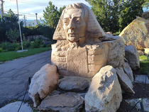 Weird Joseph Smith sphinx statue Salt Lake UT