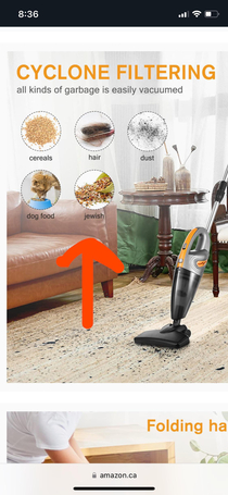 Went to look on Amazon for a cheap vacuum for my sons apartment Came across this interesting referenceI guess if anyone is tackling Jewish spills this is the model for you