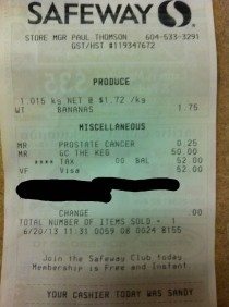 Went to the store for a gift cardleft with prostate cancer 