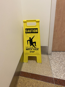 Wet floor sign superhero found in the hospital where I work
