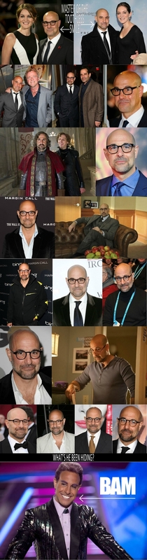 What does Stanley Tucci have hidden in his mouth
