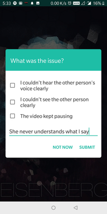 WhatsApp review popped up after a call with my Girlfriend
