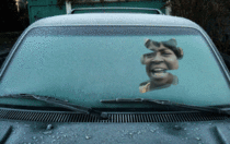 When defrosting the car windscreen in winter
