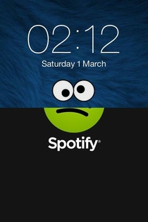 When my iPhone crashed while using Spotify my Cookie Monster wallpaper contributed to how the phone felt