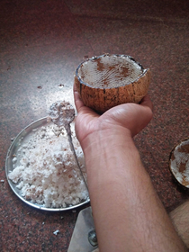 Whenever I grate coconuts I pretend that they are the skulls of my enemies