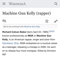 Whoever edited MGKs wiki killed it