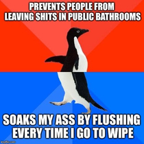 Whoever invented self-flushing toilets is both a genius and a monster