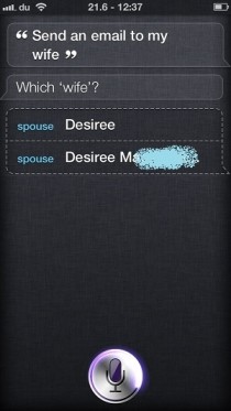 wife asked me to fwd her email i asked siri to email my wife siri replied which wife wife killed me