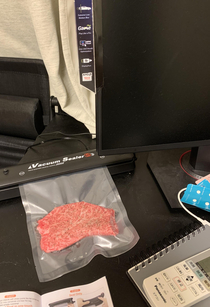 Wife banned any more kitchen gadgets but I got a vacuum sealer and disguised it as a computer accessory Shes never noticed