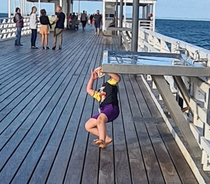 Wife tried to snap a pic of our yo running towards her on the pier He was too focused on his juicebox and didnt see the stainless steel fishing table