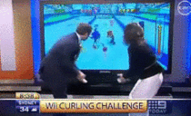 Wii news anchor curling challenge