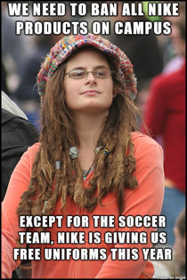With respect to terrible sweatshop conditions She is also on the soccer team