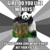 Witnessed this at a bar last night Reminded me of the glory days of bad pickup line panda