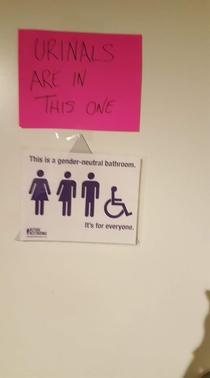 Women complained about men going into the womens gender neutral bathroom