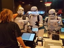 Work at a theater Stormtroppers came for a visit