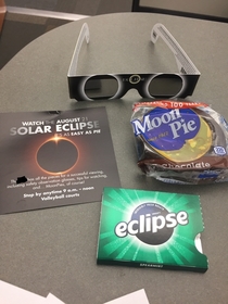 Work is passing out eclipse kits