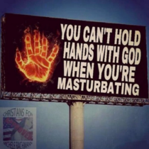 you cant hold hands with God when
