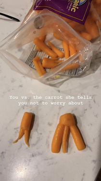 You vs the carrot she tells you not to worry about