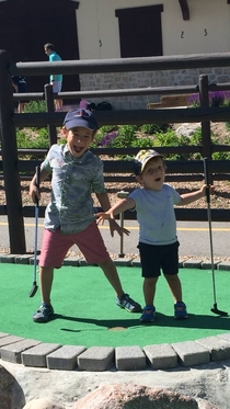 -YR-OLD AND -YR-OLD BROTHERS EACH GET THEIR FIRST MINI GOLF HOLE-IN-ONES ON THE SAME HOLE NO ONE WILL EVER BE THIS EXCITED AGAIN