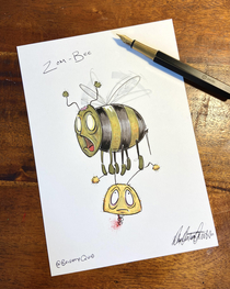 Zom-bee for Halloween - Ink Drawing