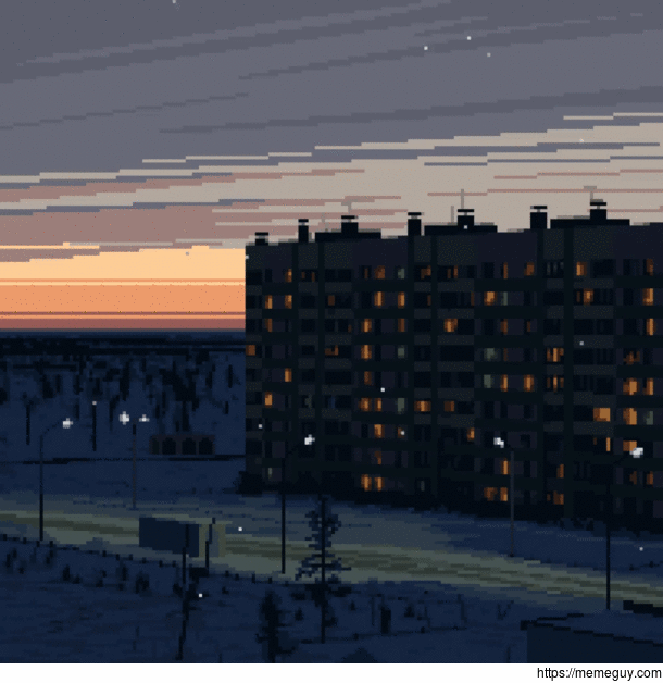  Frosty evening pixelart seamless scene