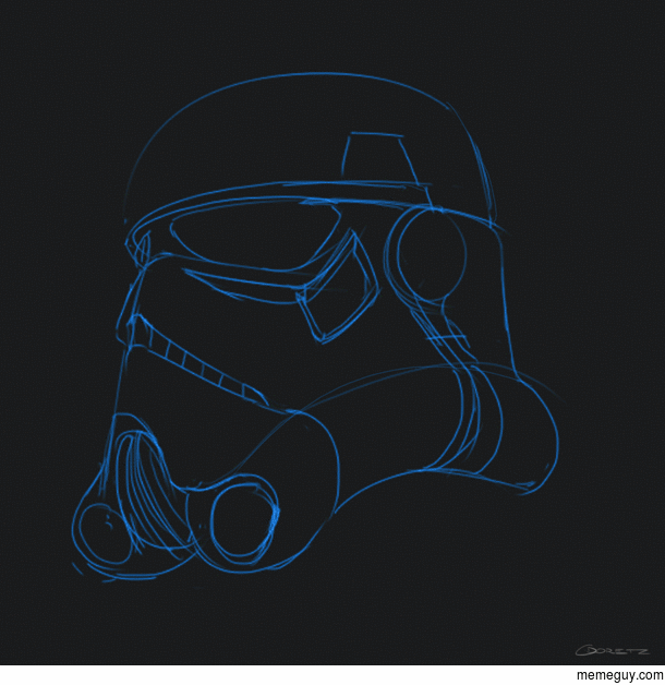  hour digital drawing process of a Stormtrooper Helmet