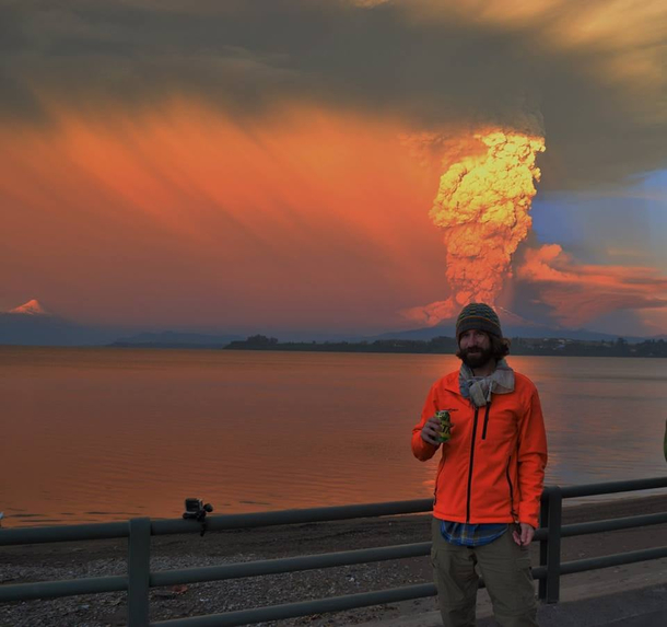  Look at the face in the volcano he was pissid that I wore the same thing to the party