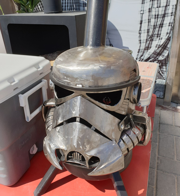  Rebels have turned the helmet of the Imperial stormtrooper into a wood-burning stove