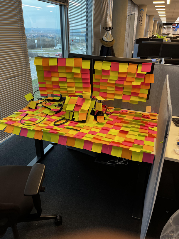  sticky notes  and a half hour worth