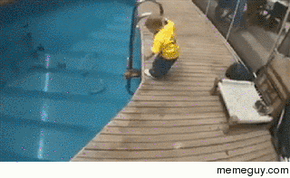  Toddler jumps into deep pool and swims across to safety