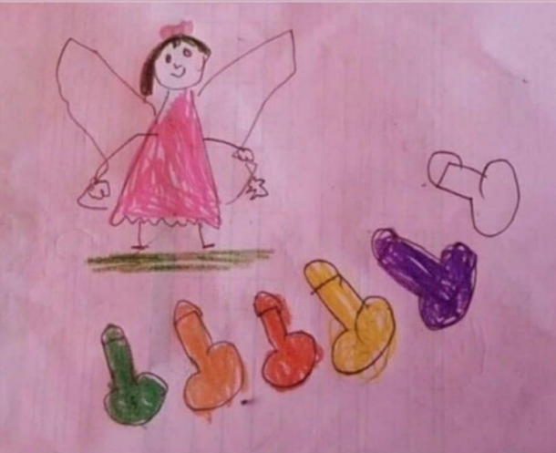  yo girl drew a fairy and her magic potion vessels