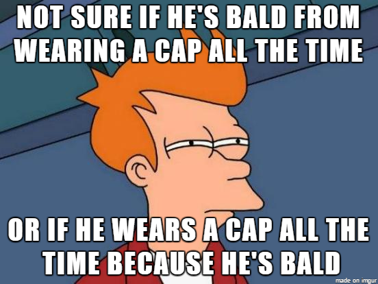 A baseball cap is like a perpetual motion machine of causation of male pattern baldness