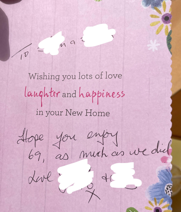 A card my in-laws got from the previous owners at  