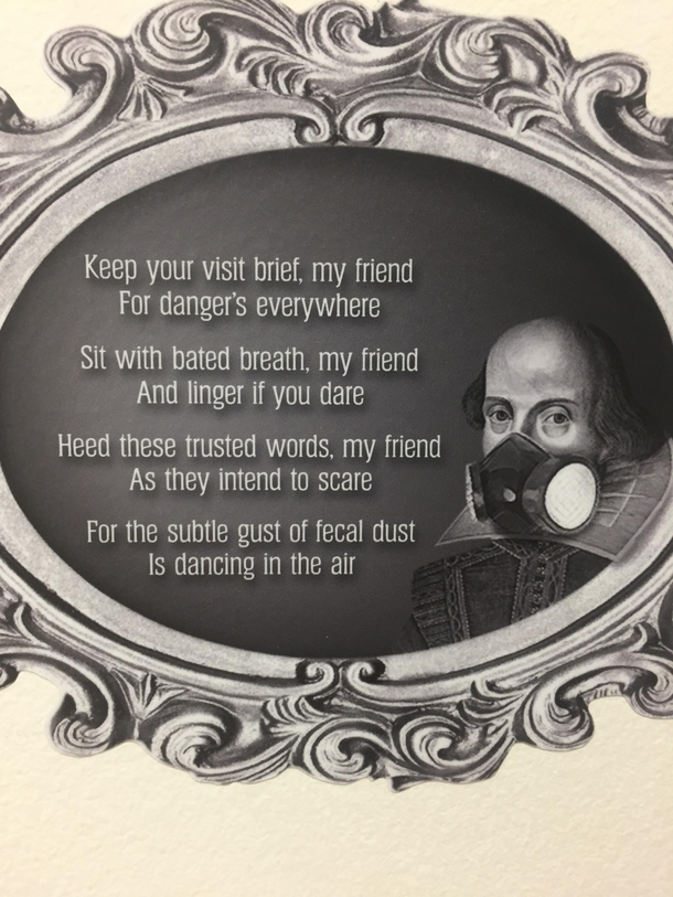 A Cautionary Poem I wrote printed on a decal and then placed in the employee restroom