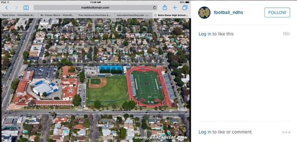 A coach from a rival high school uploaded an aerial picture of the school to their official football Instagram- he forgot to close all of his tabs