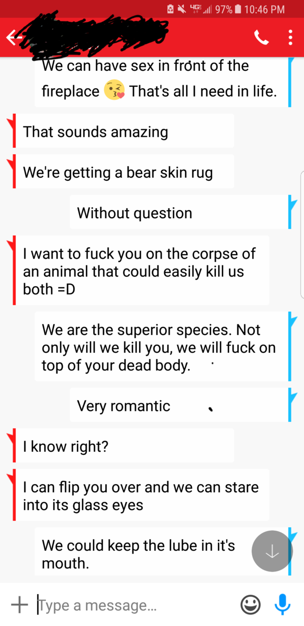 A conversation between me and my boyfriend in the spirit of Valentines Day