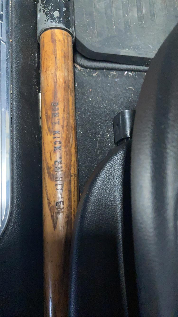 A customer has this as their defense weapon in their car Lol
