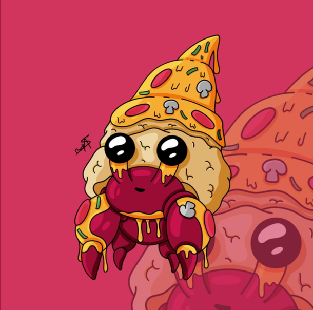 A cute and funny pizza hermit crab I have drawn a while ago Hope you like it and can get a laugh about it